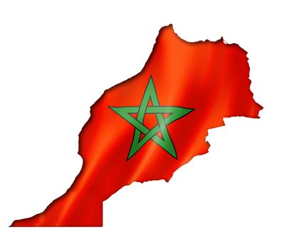 Morocco flag map, three dimensional render, isolated on white