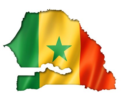 Senegal flag map, three dimensional render, isolated on white