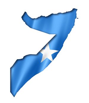 Somalia flag map, three dimensional render, isolated on white