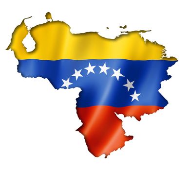 Venezuela flag map, three dimensional render, isolated on white