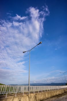 street light post on clear blue sky,Chiangrai,Thailand