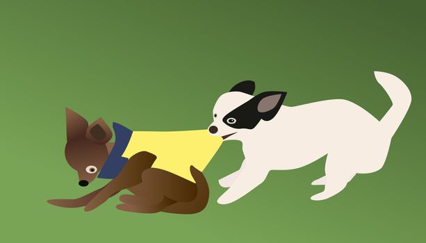 Vector and illustration of chihuahua dog bite grab clothes away