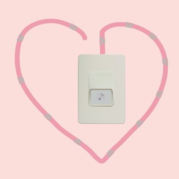 Vector of door bell heart wire