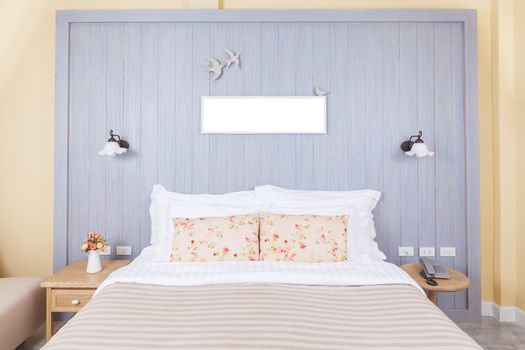 pillow in the bedroom with photo frame