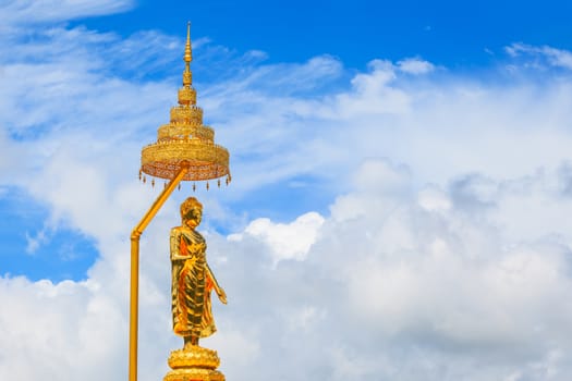 Buddha image and blue sky, Phasornkaew Temple ,that place for meditation that practices, Khao Kho Phetchabun Thailand