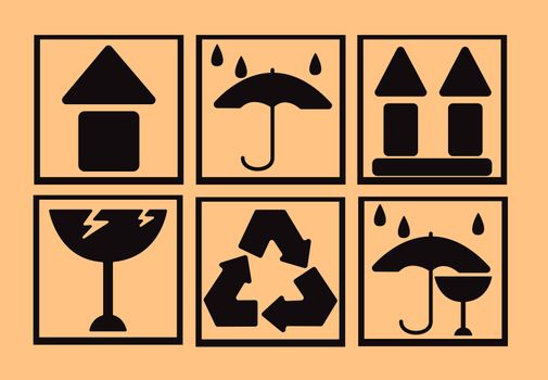 Fragile symbol on cardboard background