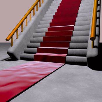 A ladder with red carpet, 3d render