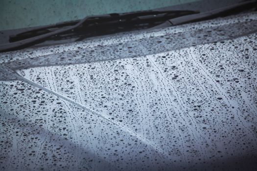 drops of water from rain on the car