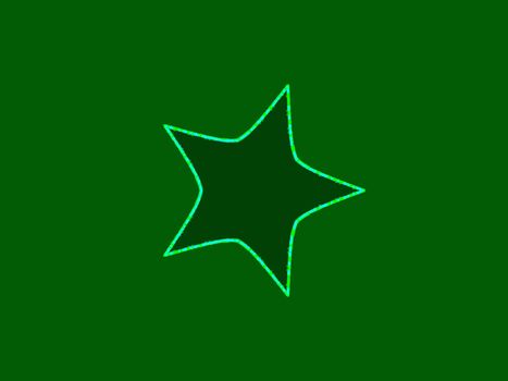 Digital computer graphic - abstraction background with a green star for design.