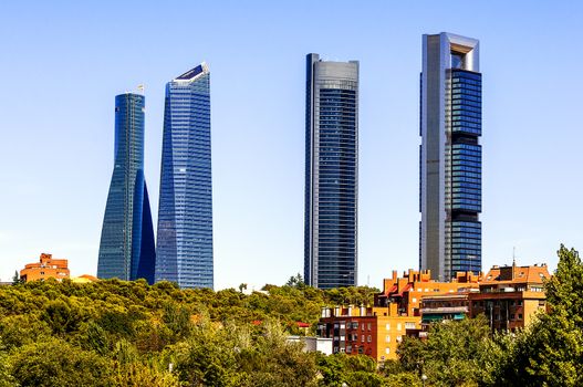 four modern skyscrapers (Cuatro Torres) Madrid, Spain 