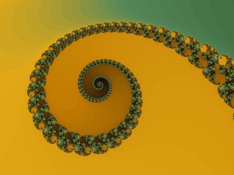 Digital computer graphic - rendering. Patterned fractal spiral in a bright colors for design.