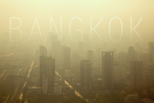 Bangkok city view, skyscrapers and highways 