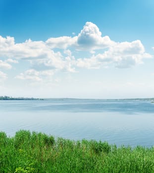 sky with clouds over river