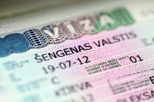 Europ Entry Visa: Close Up - Stock Image