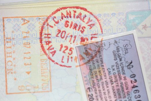 visa stamps in the passport