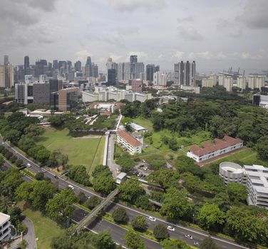 Singapore Central Business District CBD City Skyline Aerial View