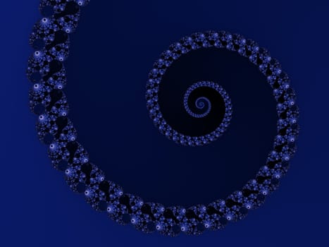 Digital computer graphic - rendering. Decorative fractal helix in a dark - blue color for design.