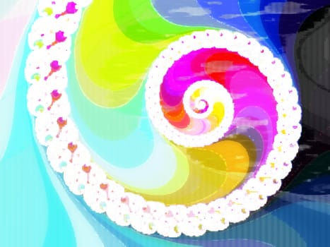 Digital computer graphic - colorful background with spiral for design.