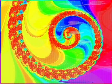 Digital computer graphic - decorative fractal spiral in a bright colors for design.
