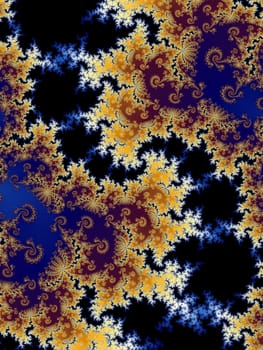 Digital computer graphic - rendering. Decorative fractal background with spirals for design.