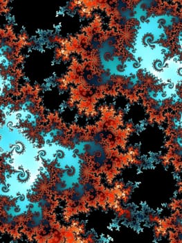 Digital computer graphic - rendering. Decorative fractal background with spirals for design.