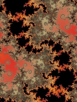 Digital computer graphic - rendering. Decorative fractal background with spirals for design.