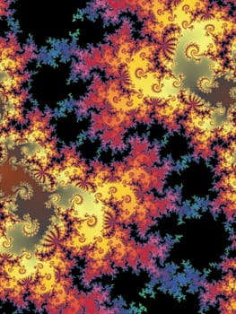 Digital computer graphic - rendering. Decorative fractal background with spirals for design.