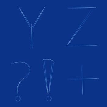 alphabet consisting of a line of aircraft on blue sky