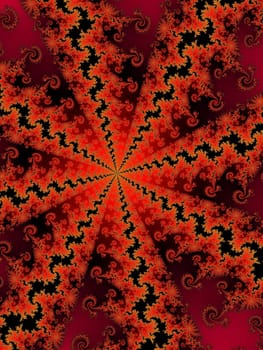 Digital computer graphic. Decorative fractal background in a red colors for design.