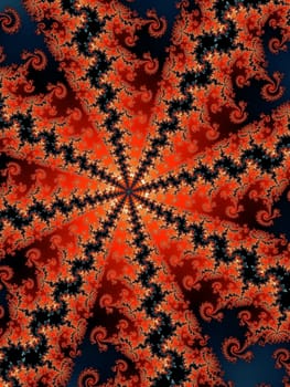 Digital computer graphic - rendering. Decorative fractal background in a red colors for design.