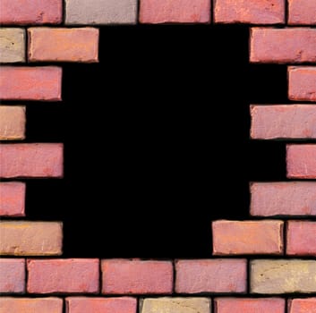 frame from old red bricks with black background