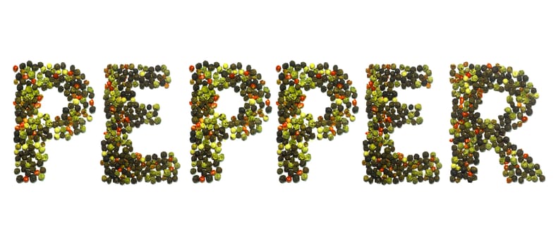 pepper sign of the font, made from balls of pepper spice