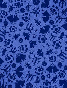 Blue Christmas symbols on the walls, Christmas wallpaper