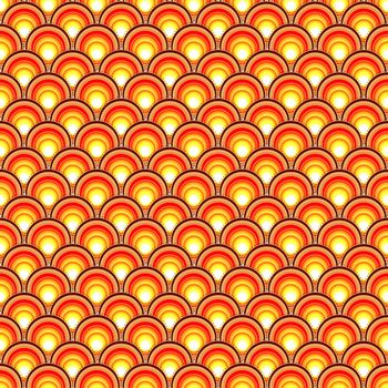 retro background with concentric brown, orange and yellow circles