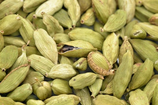 Cardamom pods dried  with seeds  to use as background