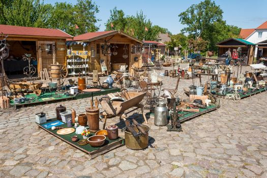 Putgarten, Germany - June 22, 2012: Ruegenhof flea market, a famous marketplace and tourist attraction at Kap Arkona, Island of Ruegen