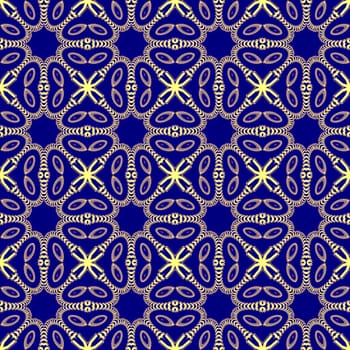 Digital computer graphic - seamless ornament with spirals in a blue color for design.