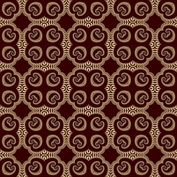 Digital computer graphic - seamless ornament with spirals in a brown color for design.