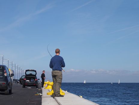 fishing at Ocean Quay in Copenhagen before opening