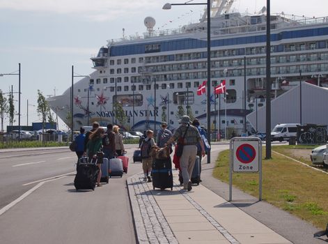 international cruise passengers of norwegian star at ocean quay copenhagen