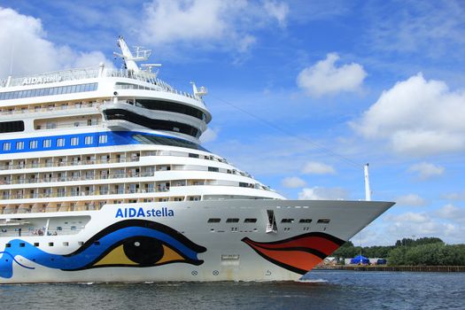 Velsen; the Netherlands, June 22nd, 2014 : Aida Stella on North Sea Canal, on it's way to the Amsterdam Cruise Terminal