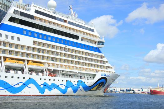 Velsen; the Netherlands, June 22nd, 2014 : Aida Stella on North Sea Canal, on it's way to the Amsterdam Cruise Terminal