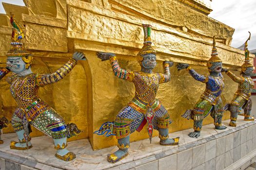 Mythological figure of the indian epic ramayana, the demon guardian, guarding the buddhist temple in the grand palace, Bangkok