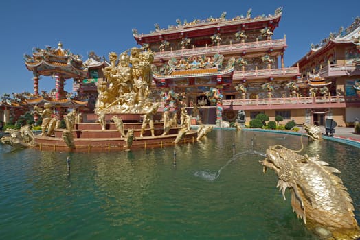 Naja statue of Chinese shrine temple, Chonburi, Thailand