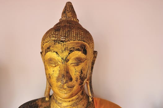 Buddha statue around the old pagoda at Southern, Thailand.