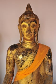 Buddha statue around the old pagoda at Southern, Thailand.