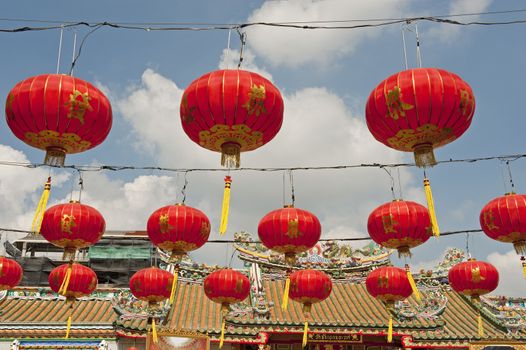 chinese paper lanterns in chinese new year, Yaowaraj china town in Bangkok, Thailand.