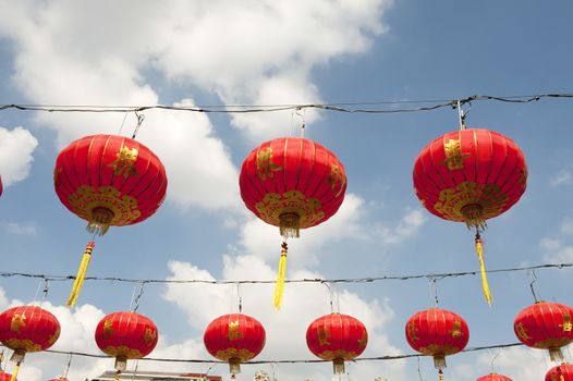 chinese paper lanterns in chinese new year, Yaowaraj china town in Bangkok, Thailand.