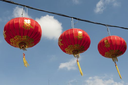 chinese paper lanterns in chinese new year, Yaowaraj china town in Bangkok, Thailand.