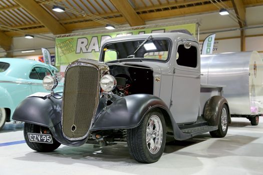 LOIMAA, FINLAND - JUNE 15, 2014: Chevrolet pickup 1936 vintage car displayed at HeMa Show 2014 in Loimaa, Finland.